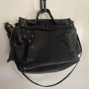 Jerome Dreyfuss Carlos Black Leather Tote Bag Crossbody Strap